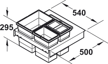 Dreifach- und Vierfach-Abfallsammler, 1 x 18 und 2 x 8 / 1 x 18, 1 x 12 und 2 x 8, Hailo Separato Matrix Box P 3603-63/93