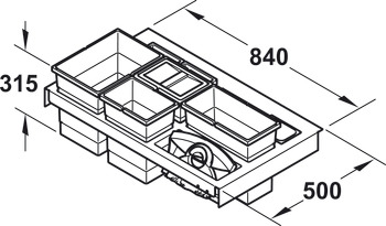 Dreifach- und Vierfach-Abfallsammler, 1 x 18 und 2 x 8 / 1 x 18, 1 x 12 und 2 x 8, Hailo Separato Matrix Box P 3603-63/93