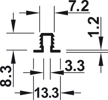 Lauf-/Führungsschiene, einfach, oben und unten, Aluminium