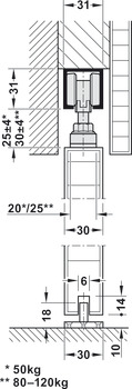 Schiebetürbeschlag, 50A / 80A / 120A