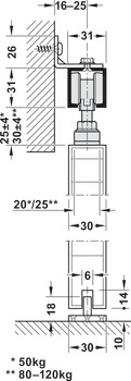 Schiebetürbeschlag, 50A / 80A / 120A