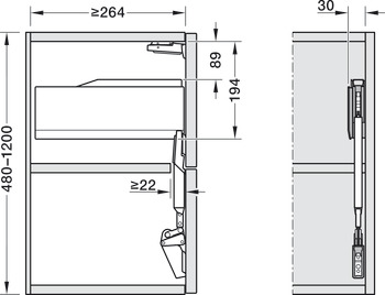 Hochfaltbeschlag, Blum Aventos HF top