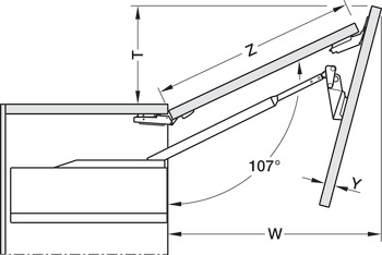 Hochfaltbeschlag, Blum Aventos HF top