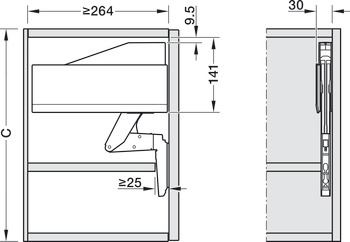 Hochschwenkbeschlag, Blum Aventos HS top